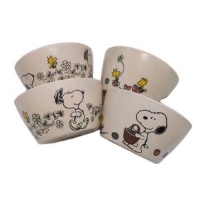 Peanuts Plastic Ice Cream Dessert Bowls 2020 Easter Eggs Spring Flowers Lot of 4